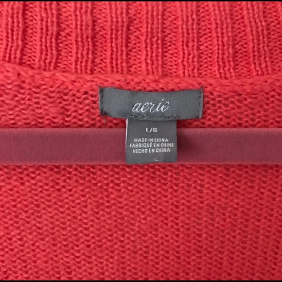 Aerie Long Sleeve Coral V-Neck Cardigan NWOT - Picture 2 of 4